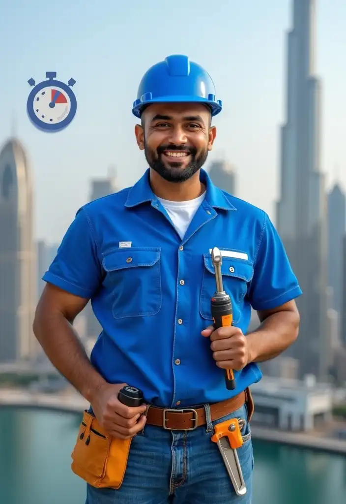 Professional same-day handyman in Dubai, ready for quick home repairs and maintenance.