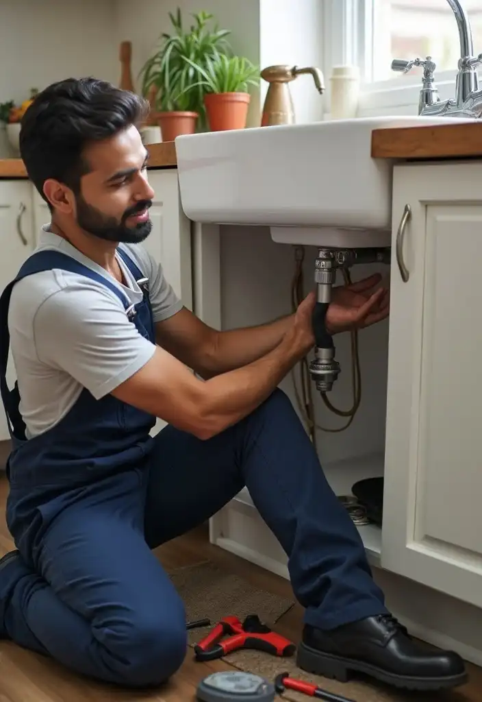 Emergency plumber in Dubai fixing a water leak with urgent handyman service.