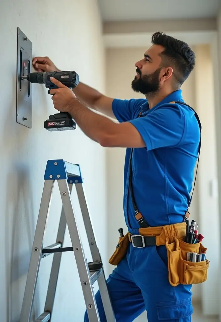 Expert handyman in Dubai drilling and hanging fixtures for wall mounting services